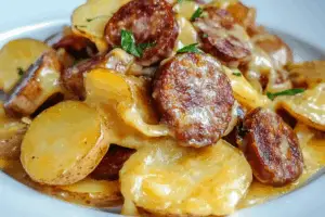 Smoked Sausage Crock Pot Scalloped Potatoes