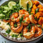 Coconut Garlic Shrimp & Sweet Potato Rice Bowl