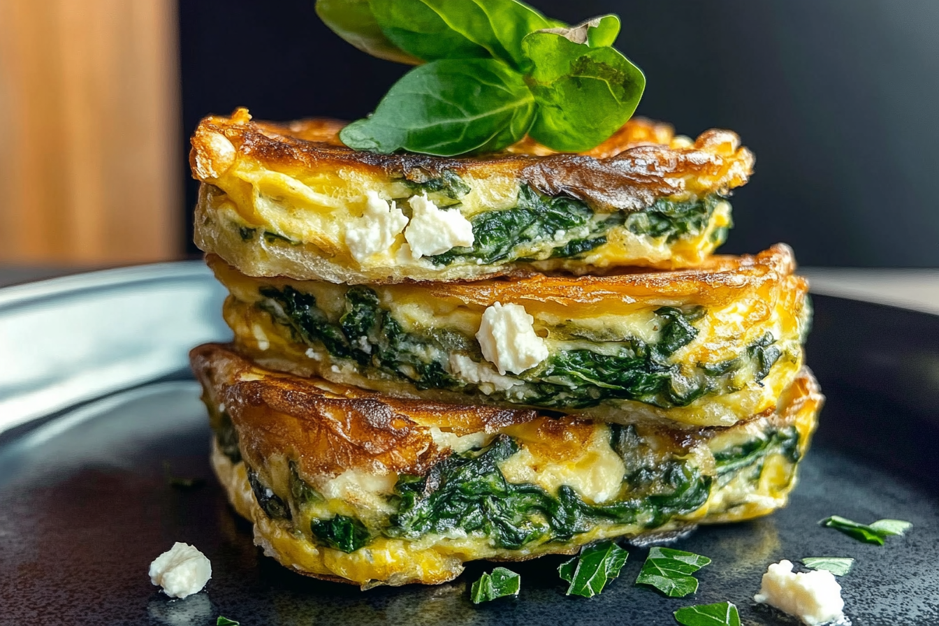 Easy Spinach Feta Baked Omelets