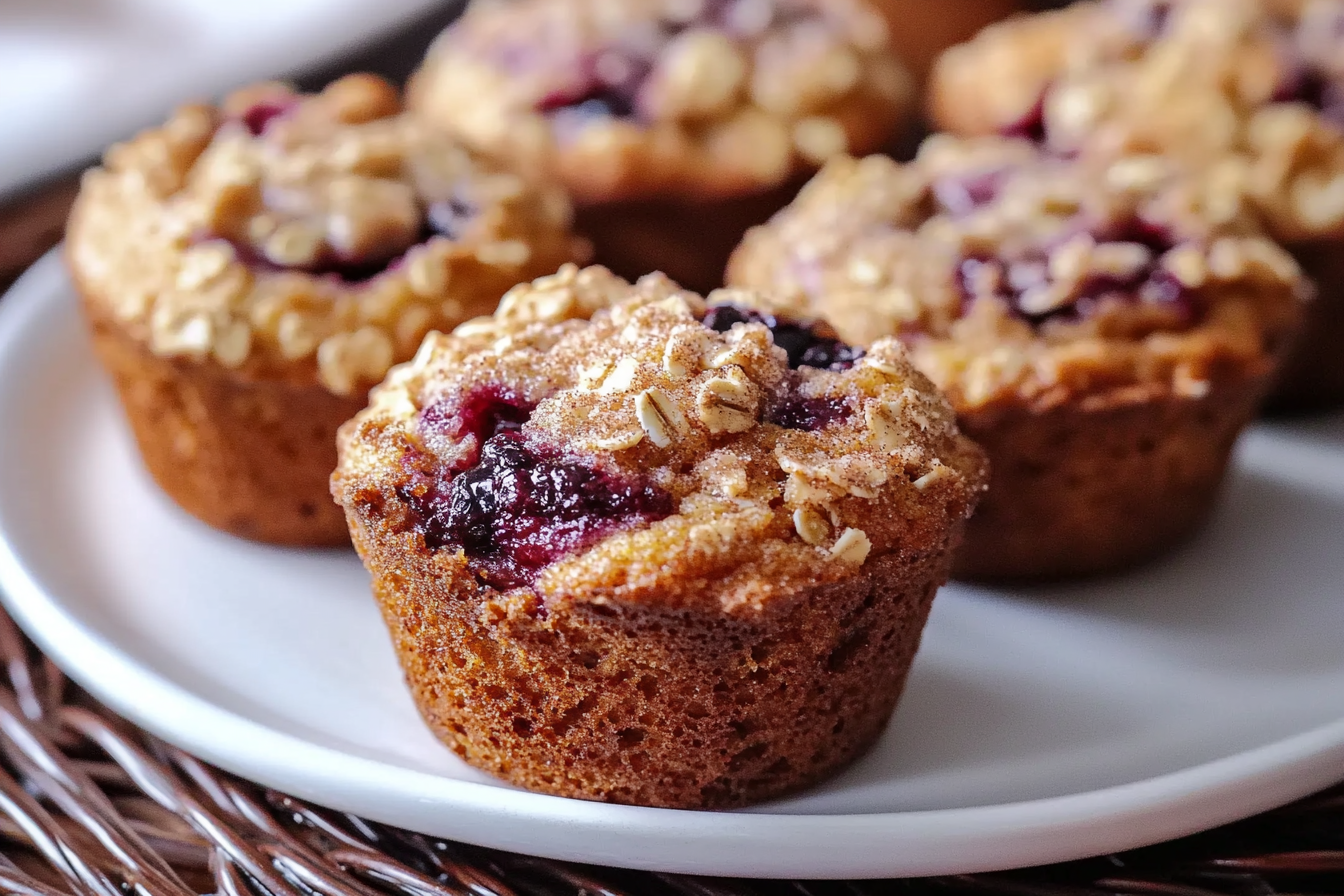 Blackberry Cinnamon Swirl Oatmeal Muffins