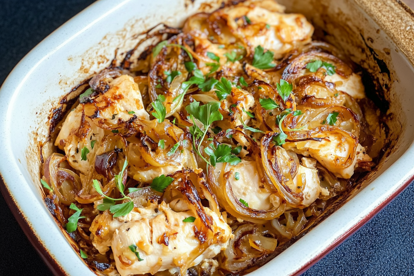 Baked Caramelized Onions and Chicken