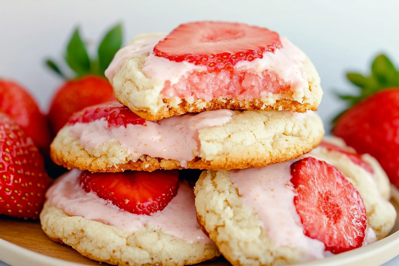Easy and Chewy Strawberry Lemonade Cake Mix Cookies