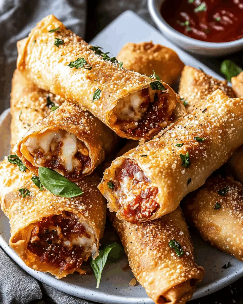 Garlic Butter Pizza Egg Rolls