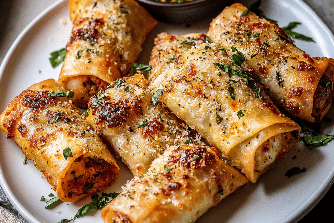 Garlic Butter Pizza Egg Rolls