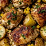 Chicken, Corn + Potatoes Sheetpan Dinner