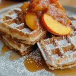French Toast Waffles with Peach Sauce