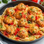 **Holiday Seafood Spaghetti + Salmon Meatballs** This Holiday Seafood Spaghetti with Salmon Meatballs is the perfect dish to bring a little luxury to your weeknight meals or holiday spreads. Picture this: tender salmon meatballs, perfectly seasoned, nestled into a rich, garlicky seafood sauce that coats every strand of spaghetti. The combination of fresh seafood and the buttery flavor of salmon creates a comforting, yet sophisticated meal that's sure to be a hit. Trust me, you’re going to love this—whether it’s a cozy dinner for two or a showstopper for a festive gathering, this dish checks all the boxes. **Why You’ll Love Holiday Seafood Spaghetti + Salmon Meatballs** This recipe isn’t just about the ingredients—it’s about creating moments. Whether you’re cooking for a casual family dinner, hosting a get-together with friends, or simply indulging in some comforting flavors for yourself, this dish is versatile enough to fit the occasion. Here’s why it’s a favorite: **Versatile:** Perfect for busy weeknights or as a standout dish at gatherings. Imagine coming home after a long day, knowing you can whip up something delicious and comforting in no time. Or envision serving this at a party, where guests ask for the recipe before the night ends. **Budget-Friendly:** Uses ingredients you likely already have in your kitchen. No need for exotic items; this dish proves that simple ingredients can create extraordinary flavors. It’s perfect for when you’re trying to stick to a budget but still want something hearty and satisfying. **Quick and Easy:** Straightforward steps that even beginners can follow. If you’re someone who usually avoids complex recipes, this one is for you. It’s designed to be foolproof, so you can enjoy cooking without stress. **Customizable:** Easy to tweak with different flavors to suit your preferences. For example, if you love bold flavors, add a pinch of cayenne or smoked paprika. Prefer something milder? You can adjust the seasoning to make it kid-friendly. **Crowd-Pleasing:** A guaranteed hit with both kids and adults. It’s always a win when a single dish can satisfy everyone at the table. This recipe strikes the perfect balance of flavor and comfort, making it a universal favorite. **Ingredients** Here’s the magic of this dish—it’s made with just a few simple ingredients that combine beautifully to create something special. Let’s break it down: **Salmon:** The star of the show. Flaky, buttery salmon gives these meatballs their rich flavor and tender texture. You can’t go wrong with this fish—it’s both delicious and healthy. **Breadcrumbs:** These add the perfect texture to your meatballs, making them light and tender while helping hold everything together. **Eggs:** Essential for binding the salmon and breadcrumbs, giving the meatballs structure without compromising their delicate texture. **Garlic:** For that aromatic, savory kick that infuses the meatballs and the sauce. **Seafood (shrimp, mussels, or scallops):** Adds depth and an irresistible ocean-fresh flavor to the pasta sauce. You get all the best flavors from the sea in every bite. **Spaghetti:** Long, golden strands of pasta to carry all that delicious sauce and tender salmon meatballs. It’s simple, but it makes all the difference. **Cream:** For a rich, silky sauce that coats the pasta and seafood perfectly, creating a smooth and indulgent dish. (Note: the full ingredients list, including measurements, is provided in the recipe card directly below.) **Instructions** Let’s dive into the steps to create this flavorful masterpiece: **Preheat Your Oven:** Start by preheating your oven to 375°F. This ensures that your meatballs cook evenly and get that perfect golden exterior. **Prepare Your Salmon Meatballs:** In a large mixing bowl, combine your fresh salmon, breadcrumbs, eggs, minced garlic, and a pinch of salt and pepper. Mix gently until just combined—don’t overwork it. You want your meatballs to be light and airy, not dense. **Shape Your Meatballs:** Roll the mixture into small meatballs, about 1 to 1.5 inches in diameter. Place them on a baking sheet lined with parchment paper for easy cleanup. **Cook the Salmon Meatballs:** Bake your meatballs in the preheated oven for 15-20 minutes, or until they’re golden brown and cooked through. They should be tender and juicy on the inside. **Make the Seafood Sauce:** While your meatballs cook, heat some olive oil in a large skillet over medium heat. Add minced garlic and sauté until fragrant, then toss in your seafood (shrimp, mussels, or scallops). Cook for about 3-4 minutes, or until the seafood turns opaque. **Add the Cream and Simmer:** Pour in the cream and let the sauce simmer for a few minutes, allowing the flavors to meld together. Season with salt, pepper, and any other spices you like—maybe a dash of paprika for a little extra warmth. **Cook the Spaghetti:** While the sauce is simmering, cook your spaghetti according to the package instructions. Drain and set aside. **Combine and Serve:** Gently fold the cooked salmon meatballs into the creamy seafood sauce. Toss the spaghetti in the sauce, making sure every strand is coated with the rich, flavorful mixture. **Serve and Enjoy:** Plate up this delicious seafood spaghetti and enjoy the tender meatballs and creamy sauce. Garnish with fresh parsley or grated parmesan for that extra pop of flavor. **Nutrition Facts** Servings: \[Number of servings] Calories per serving: \[Calorie count per serving] **Preparation Time** Prep Time: \[Time to prepare ingredients] Cook Time: \[Time to cook or bake] Total Time: \[Total time needed] **How to Serve Holiday Seafood Spaghetti + Salmon Meatballs** This dish pairs wonderfully with various sides and accompaniments. Here are a few serving suggestions to enhance your dining experience: **Fresh Salads:** Pair it with a crisp green salad dressed with a light vinaigrette for a refreshing contrast to the dish’s rich flavors. **Crusty Bread:** Serve with warm, crusty bread to soak up any delicious sauces or juices. Garlic bread or a simple baguette works wonderfully. **Creamy Accompaniments:** Add a dollop of sour cream, Greek yogurt, or a creamy dip to complement the dish’s flavor profile. **Vegetable Sides:** Roasted vegetables, like carrots, zucchini, or asparagus, are excellent pairings that add color and nutrients to the meal. **As a Standalone:** Sometimes, this dish is hearty enough to enjoy on its own. Simply garnish with fresh herbs like parsley or cilantro for a finishing touch. Presentation matters too! Serving the dish in a beautifully arranged platter can elevate the dining experience. Add a sprinkle of fresh herbs or a drizzle of olive oil for that extra pop. **Additional Tips** Here are some extra tips to help you get the most out of this recipe: **Prep Ahead:** Save time by chopping and measuring ingredients the night before. Store them in airtight containers in the fridge to keep them fresh. **Spice It Up:** Experiment with spices like cumin, turmeric, or chili flakes to give the dish a unique twist. **Dietary Adjustments:** If you’re catering to specific dietary needs, swap ingredients like regular flour for gluten-free alternatives or dairy products for plant-based options. **Storage Tips:** Store leftovers in an airtight container for up to \[time duration]. Reheat gently to preserve the dish’s texture and flavor. **Double the Batch:** This recipe freezes beautifully, so consider making a double batch. Having a homemade meal ready in the freezer can be a lifesaver on busy days. **FAQ Section** **Q1: Can I substitute \[ingredient] with \[alternative ingredient]?** **A1:** Absolutely! For instance, if you don’t have seafood on hand, you can use chicken or turkey for the meatballs. It may slightly alter the flavor, but it’ll still be delicious. **Q2: Can I make this dish ahead of time?** **A2:** Yes, it’s a great make-ahead recipe. Prepare it up to the point of baking the meatballs, then store everything separately in the fridge. Reheat just before serving. **Q3: How do I store leftovers?** **A3:** Store leftovers in an airtight container in the refrigerator for up to 3 days. For best results, reheat in the oven to maintain texture. **Q4: Can I freeze this dish?** **A4:** Yes! Place the completed dish in a freezer-safe container and freeze for up to 2 months. When you’re ready to eat, thaw overnight in the fridge and reheat in the oven. **Q5: What’s the best way to reheat this dish?** **A5:** Reheat in the oven at 350°F for 15-20 minutes or in the microwave in 30-second intervals until warmed through. **Q6: Can I double the recipe?** **A6:** Definitely! This recipe is easy to double, just make sure to use a larger baking dish and possibly cook in batches to ensure everything cooks evenly. **Q7: Can I use frozen seafood?** **A7:** Yes, frozen seafood works well too! Just make sure to thaw it before cooking to avoid excess water in the sauce. **Q8: What if I don’t like salmon?** **A8:** No problem! You can substitute the salmon with another fish like cod or tilapia for a similar texture. **Q9: Is there a gluten-free version?** **A9:** Absolutely! Use gluten-free breadcrumbs and make sure your pasta is gluten-free as well. **Q10: Can I make this dairy-free?** **A10:** Yes! Swap the cream for coconut milk or a dairy-free cream alternative to keep the dish creamy and rich without the dairy. **Conclusion** This Holiday Seafood Spaghetti + Salmon Meatballs is more than just a meal—it’s a cozy celebration of flavors that will make you feel like you’re dining at a special occasion. Whether you’re cooking for yourself or sharing it with loved ones, this dish is sure to leave everyone asking for the recipe. So go ahead, give it a try—you won’t regret it!