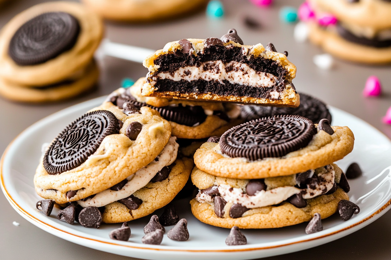 Easy Oreo Stuffed Chocolate Chip Cookies