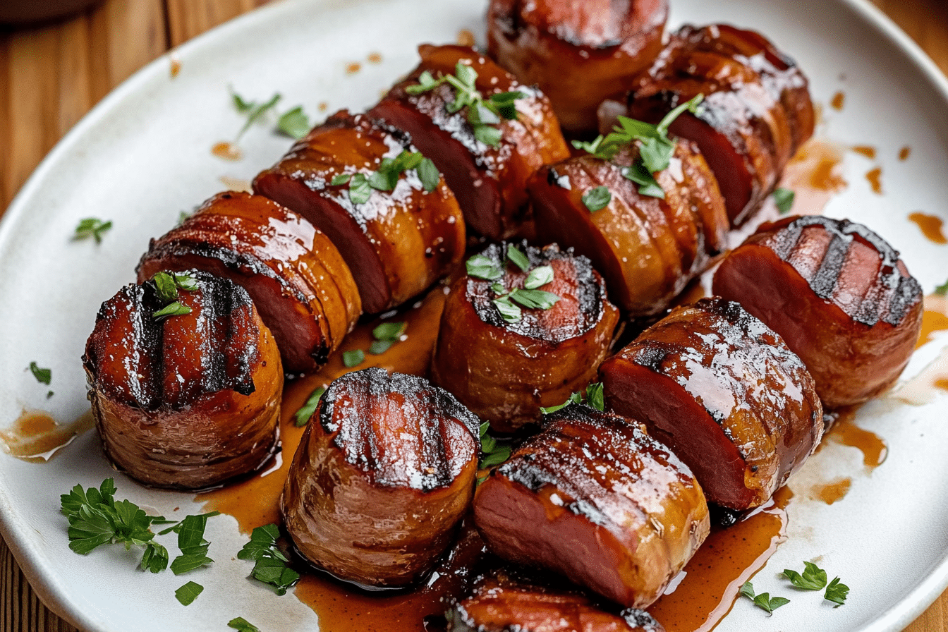 Maple BBQ Hasselback Kielbasa Bites