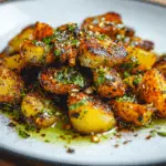 CRISPY CHIMICHURRI POTATOES & LEMONY YOGHURT SAUCE
