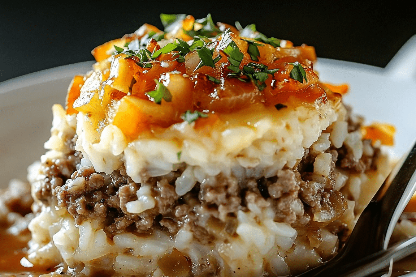 French Onion Ground Beef and Rice Casserole Recipe
