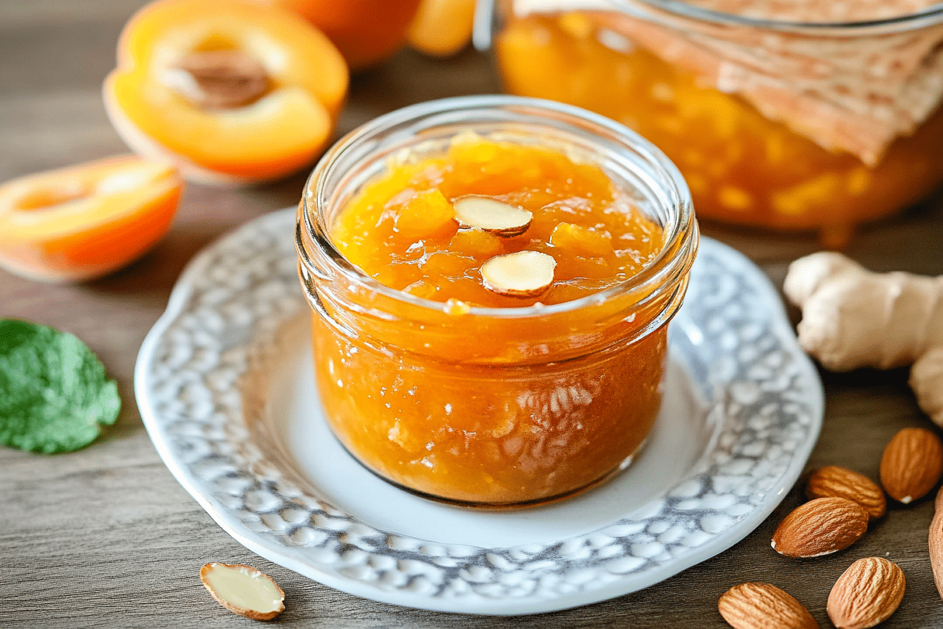 Apricot Jam With Ginger Almonds And Mint