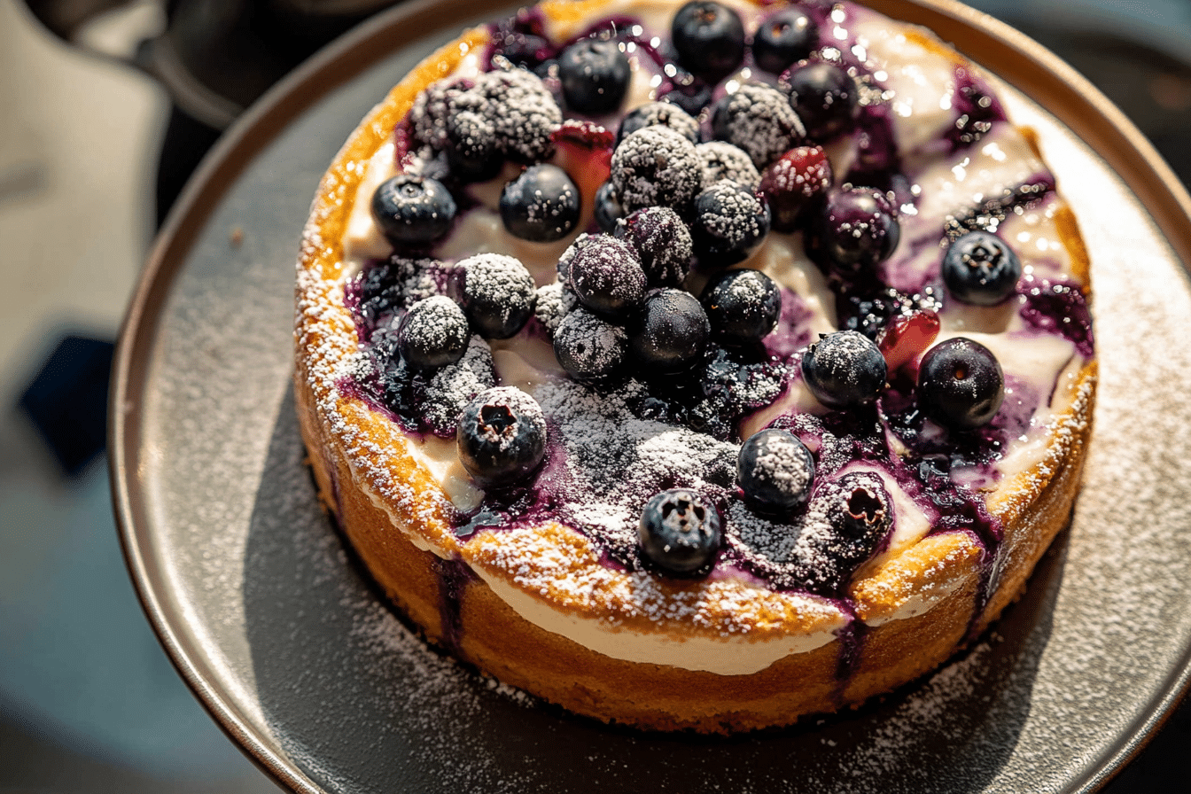 Blueberry Ricotta Pudding Cake.