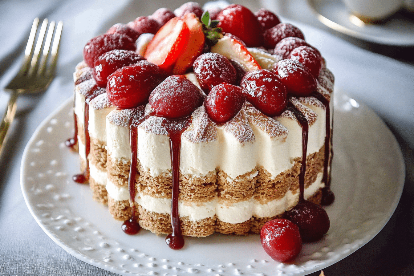 Charlotte Russe Cake- Classic European Recipe(No Bake)