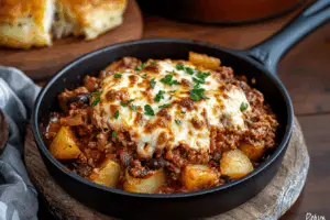 Cheesy Boursin Sloppy Joe Potato Skillet