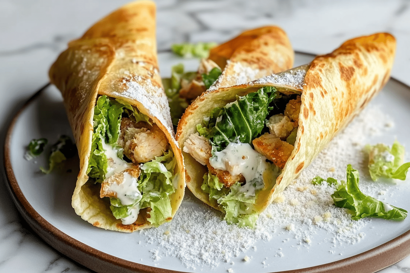 Chicken Caesar Salad Tortilla Cones