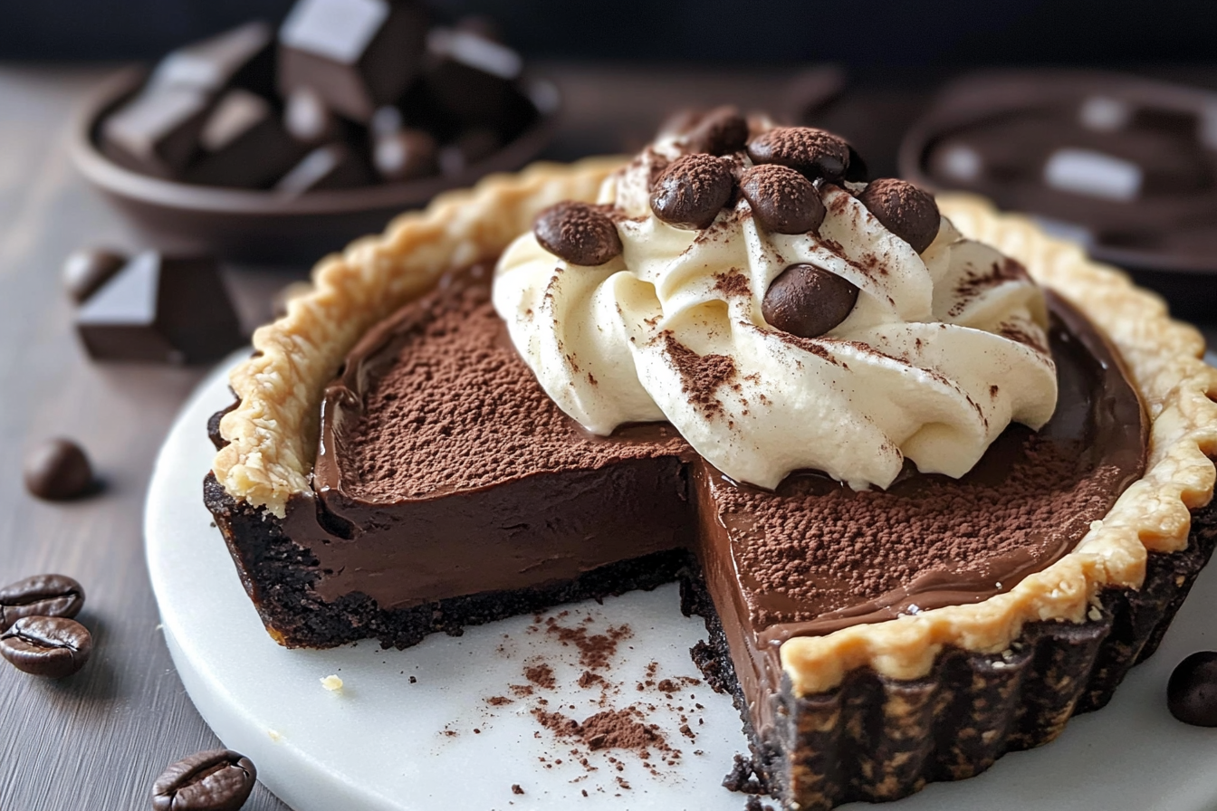 Dark Chocolate Tart with Espresso Whipped Cream