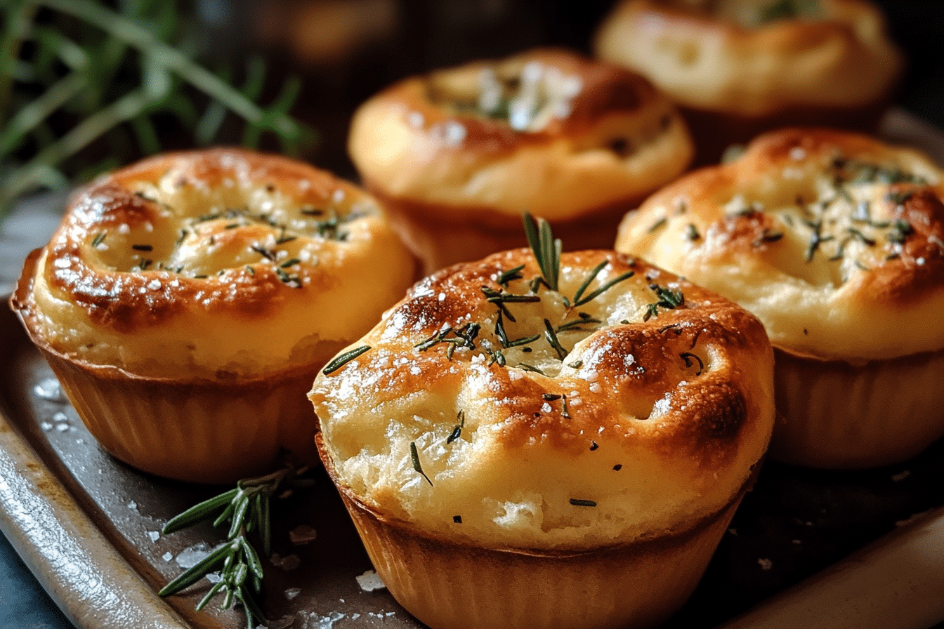 Garlic Rosemary Focaccia Muffins