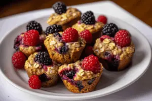 Healthy Berry Oatmeal Protein Muffins