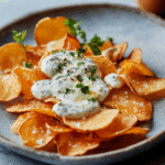 Homemade Potato Chips with Gorgonzola Cheese Sauce