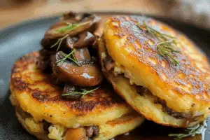 Mushroom Stuffed Potato Pancakes