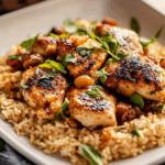 One Pan Chipotle Honey Chicken and Rice.