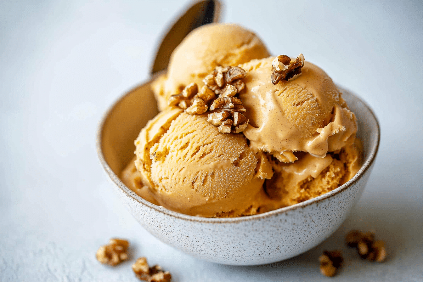 Pumpkin Spice Ice Cream with Walnuts