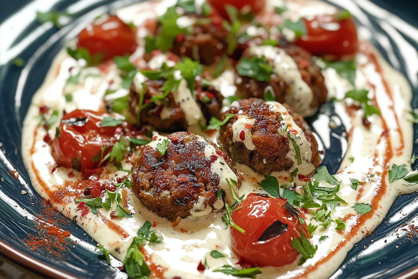 Spicy Beef Armenian Kefta with Tahini & Tzatziki