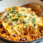 The BEST Ground Turkey Enchilada Skillet