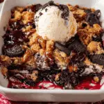 Enjoying a slice of warm Oreo dump cake