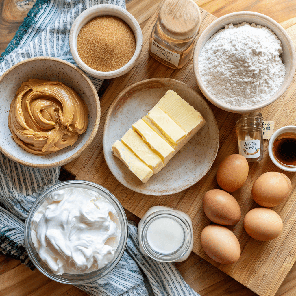 Ingredients for fluffernutter bars on a kitchen counter