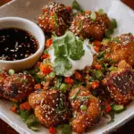 Plate of Crunchy Teriyaki Cauliflower Wings fresh out of the oven