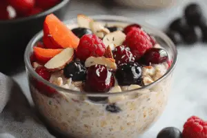 Berry Cherry Almond Overnight Oats for Breakfast Meal Prep