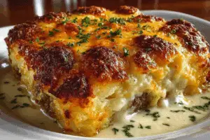 Biscuits & Gravy Hashbrown Casserole