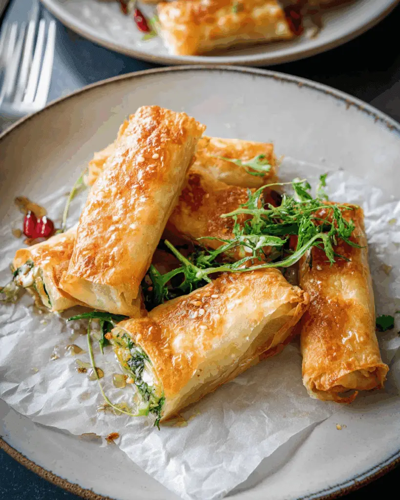 Rolled Turkish borek cigars uncooked