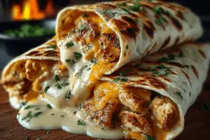 Cheesy Garlic Chicken Wraps recipe
