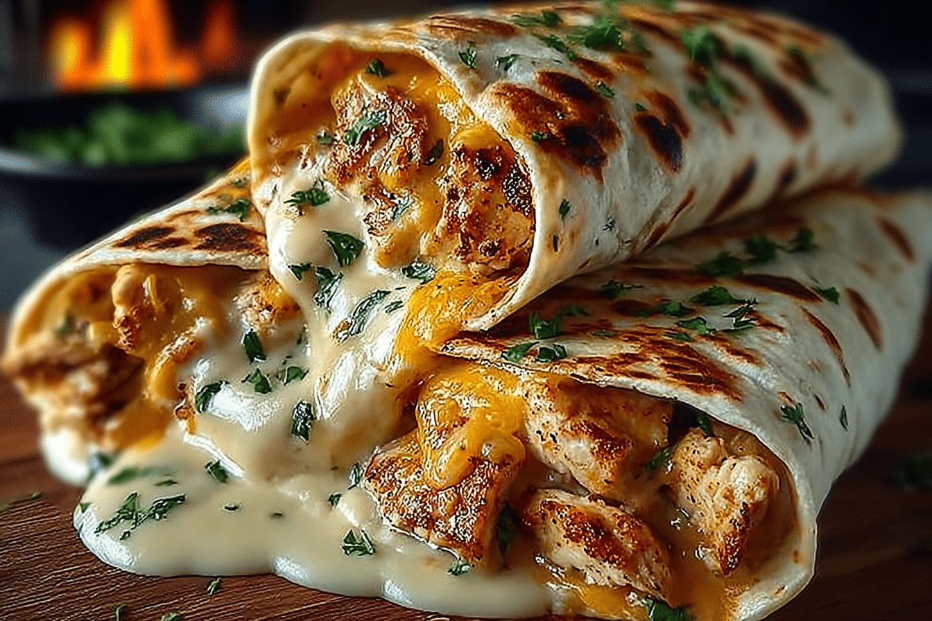 Cheesy Garlic Chicken Wraps recipe