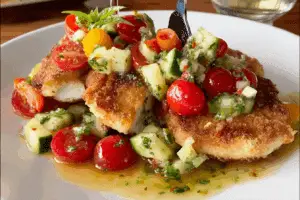 Chicken cutlets with summery tomato