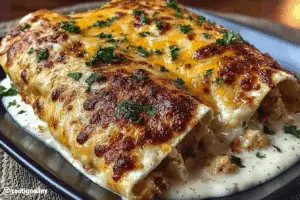 Chicken Enchiladas with Sour Cream White Sauce