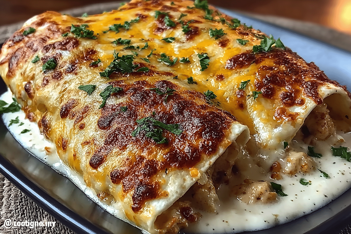 Chicken Enchiladas with Sour Cream White Sauce