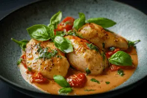 Chicken in Tomato Basil Cream Sauce