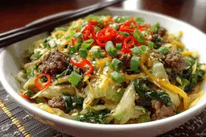 chinese ground beef and cabbage stir fry
