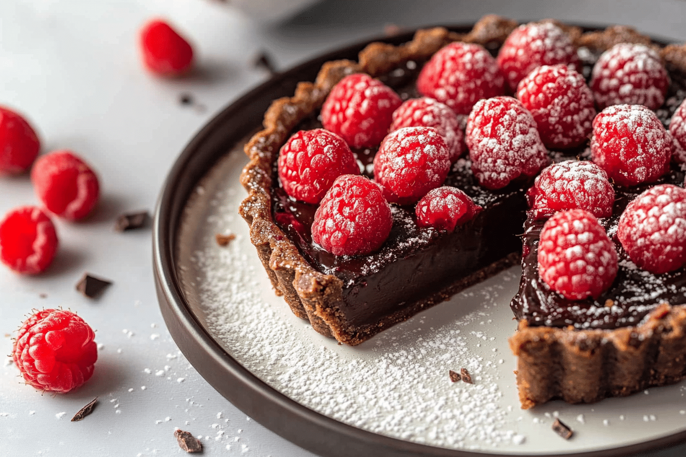 Chocolate Raspberry Tart Recipe (No-Bake)