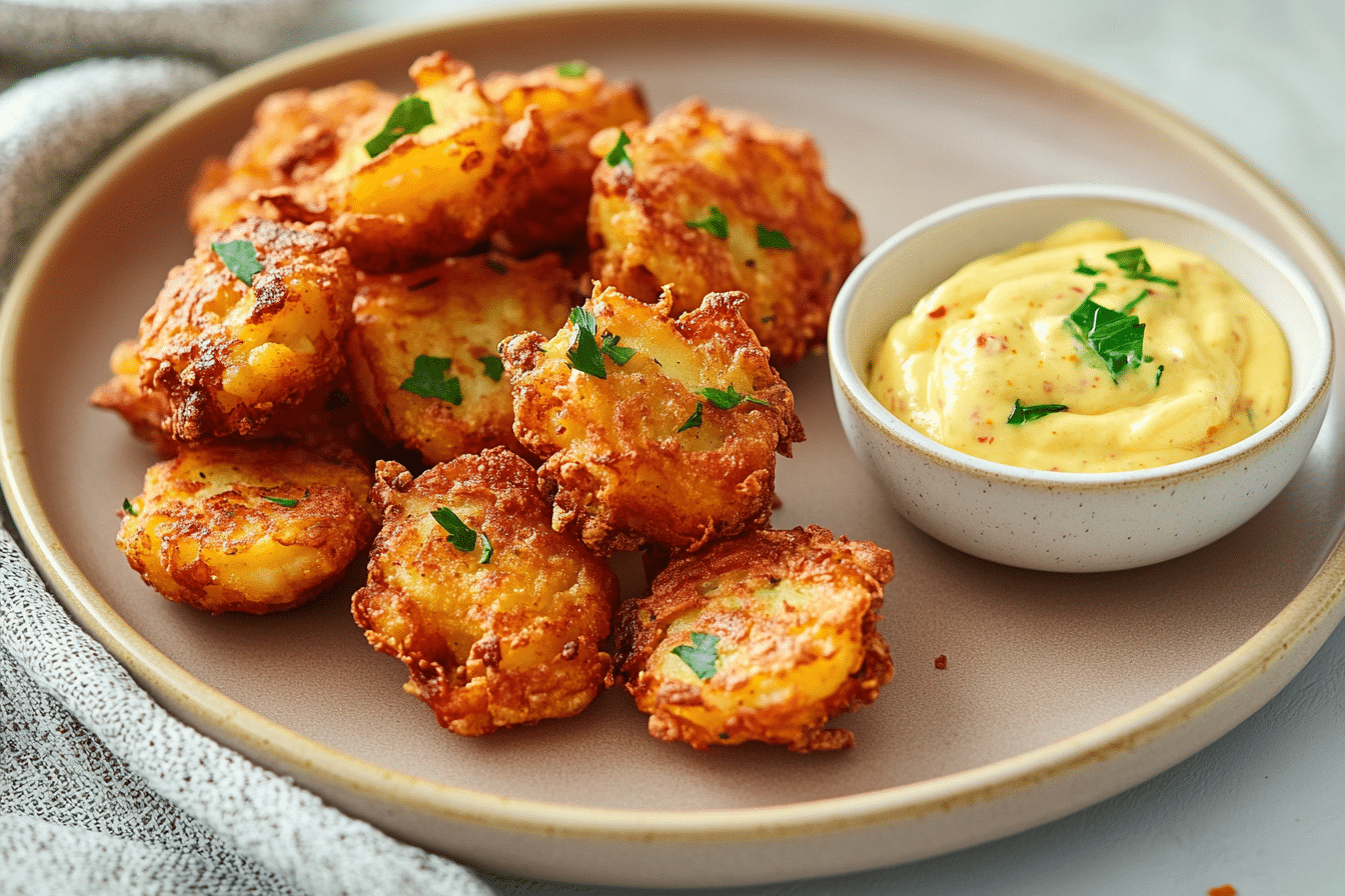 Chorizo, squid and potato fritters with saffron aioli