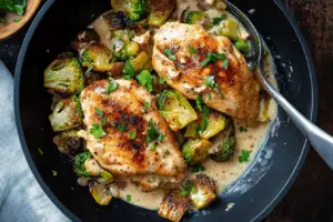 Creamy Chicken Brussels Skillet