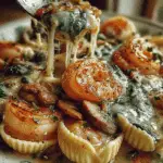 Creamy Spinach Mushroom Shrimp Shells