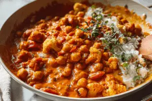 Creamy Tomato Chickpea and Cauliflower Masala