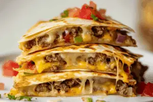 Crispy Baked Cheeseburger Quesadillas.