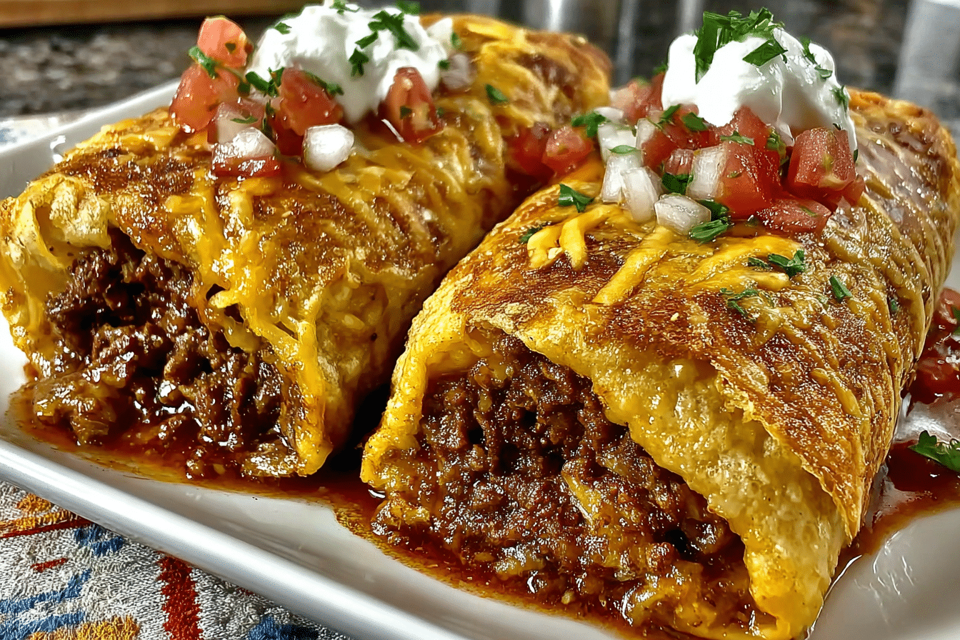 Crispy Beef & Cheese Chimichangas
