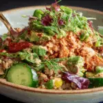 Crispy Gochujang Rice Salad with Fresh Herbs and Tahini Dressing